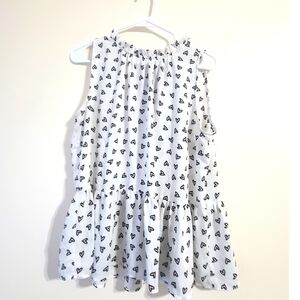 LOFT White Top with Black Heart Design